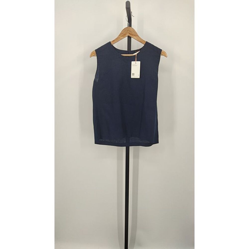 Quince Navy linen Sleeveless Top